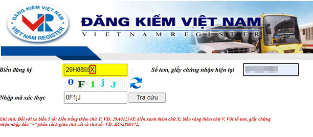 Website Cục đăng kiểm Việt Nam